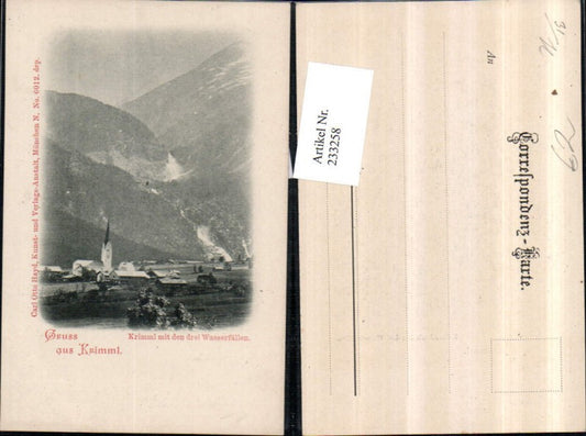 233258,Gruß aus Krimml Totale m. d. Drei Wasserfällen