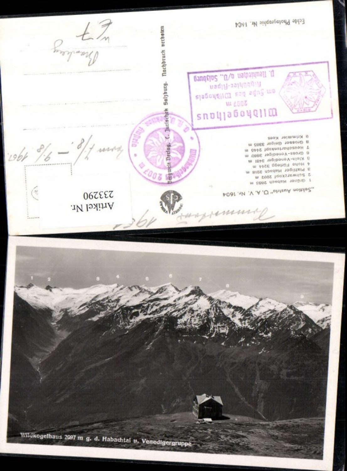 233290,Wildkogelhaus geg. d. Habachtal u. Venedigergruppe b. Neukirchen