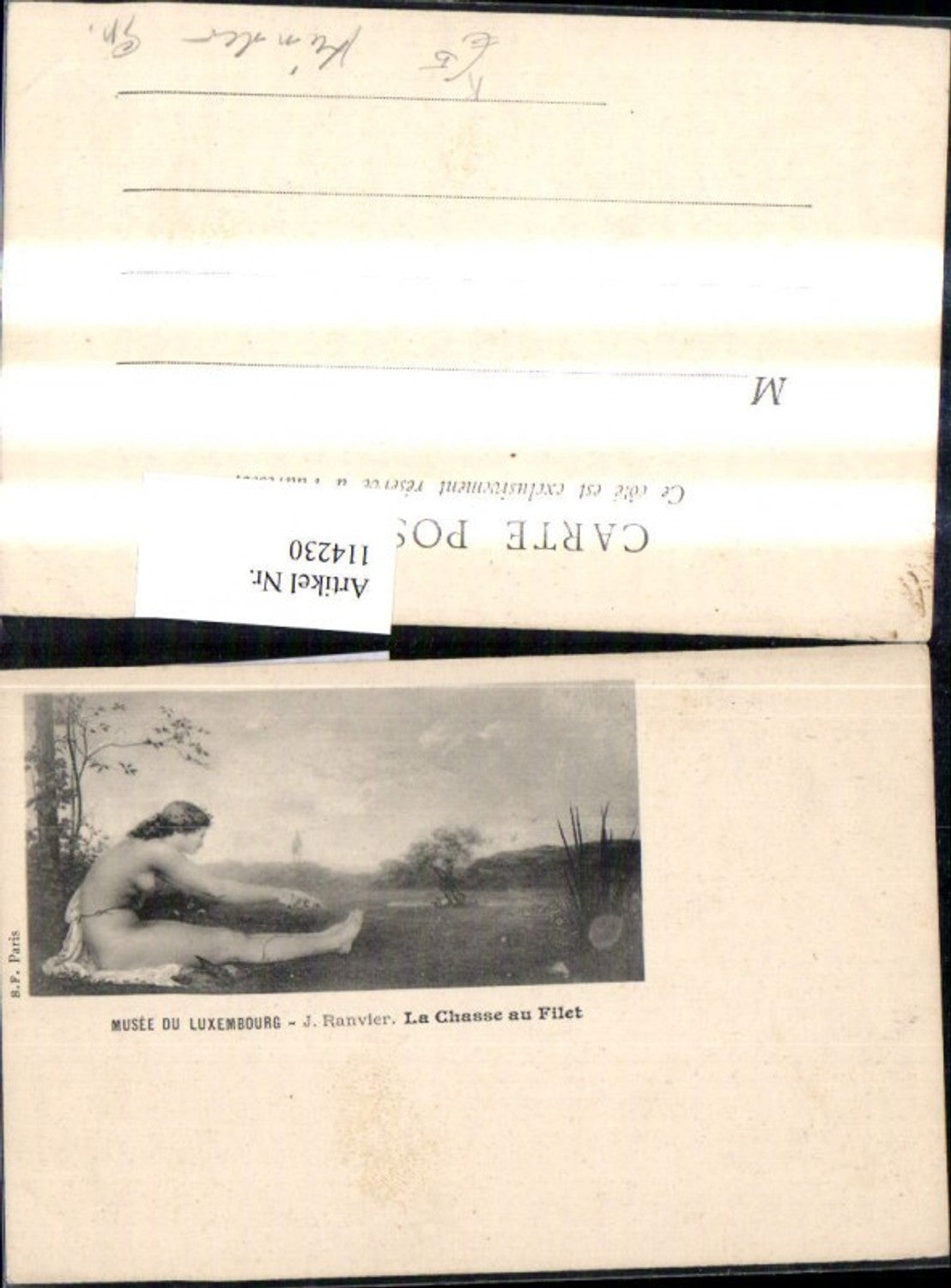 114230,Künstler Ak J. Ranvier La Chasse au Filet Nackte Frau Landschaft