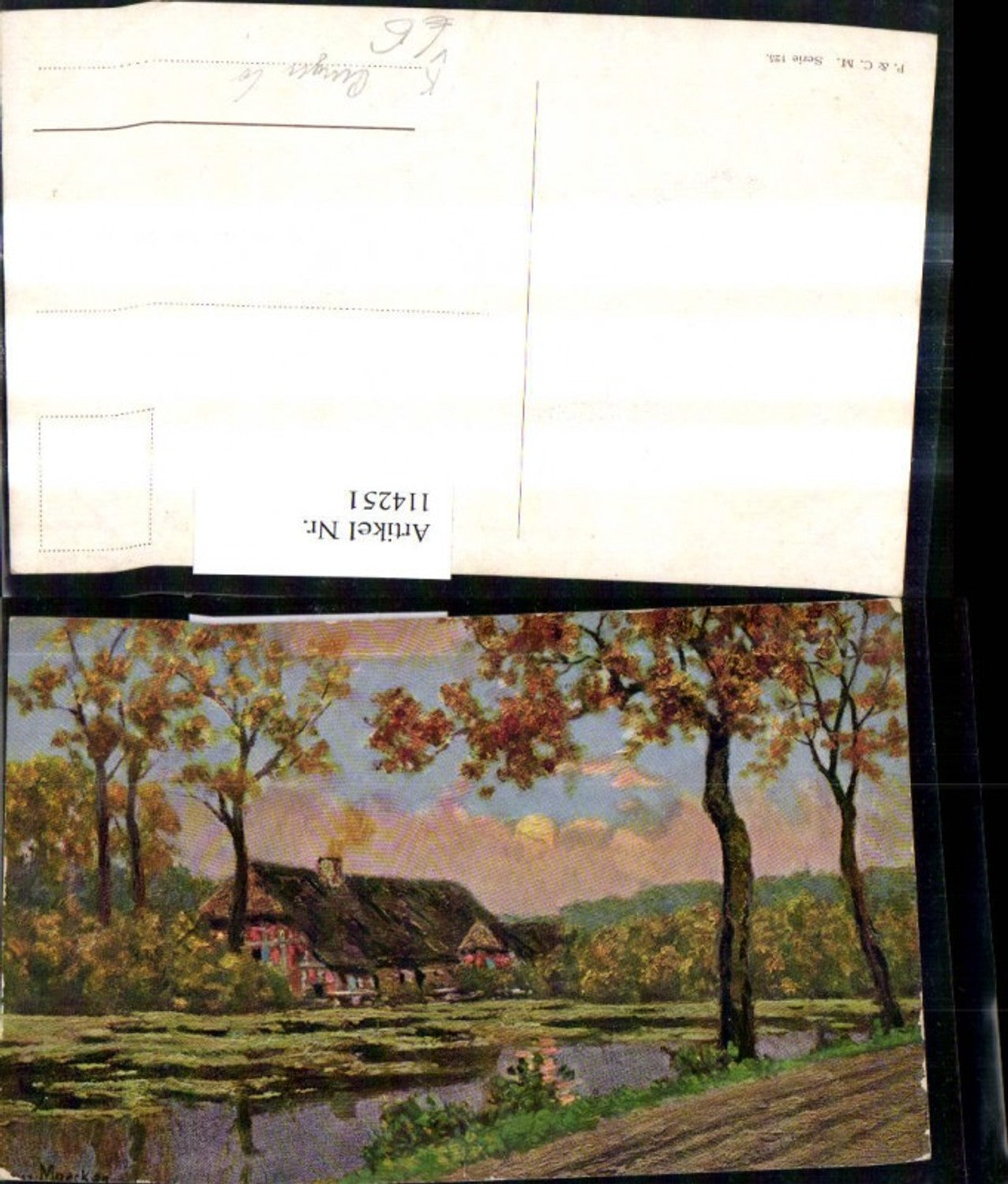 114251,Künstler Ak Haus Fluss Landschaft pub Purger Co 125