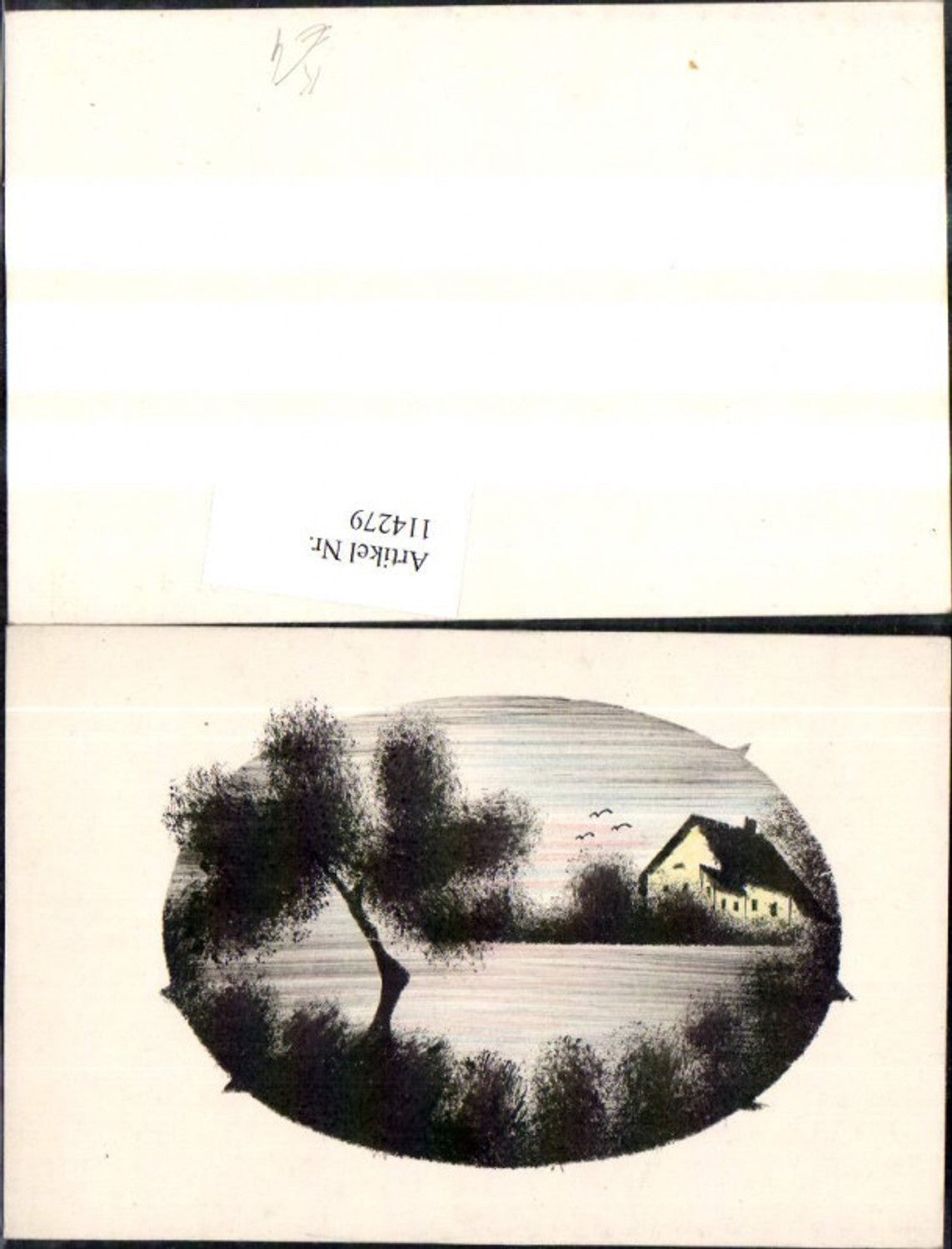 114279,Künstlerkarte Haus See Landschaft