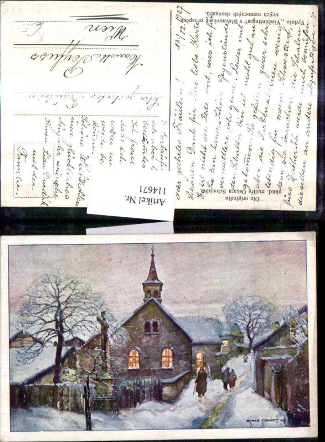 114671,Künstler Ak Oskara Schmidta Vydalo Vincentinum Winterdorf