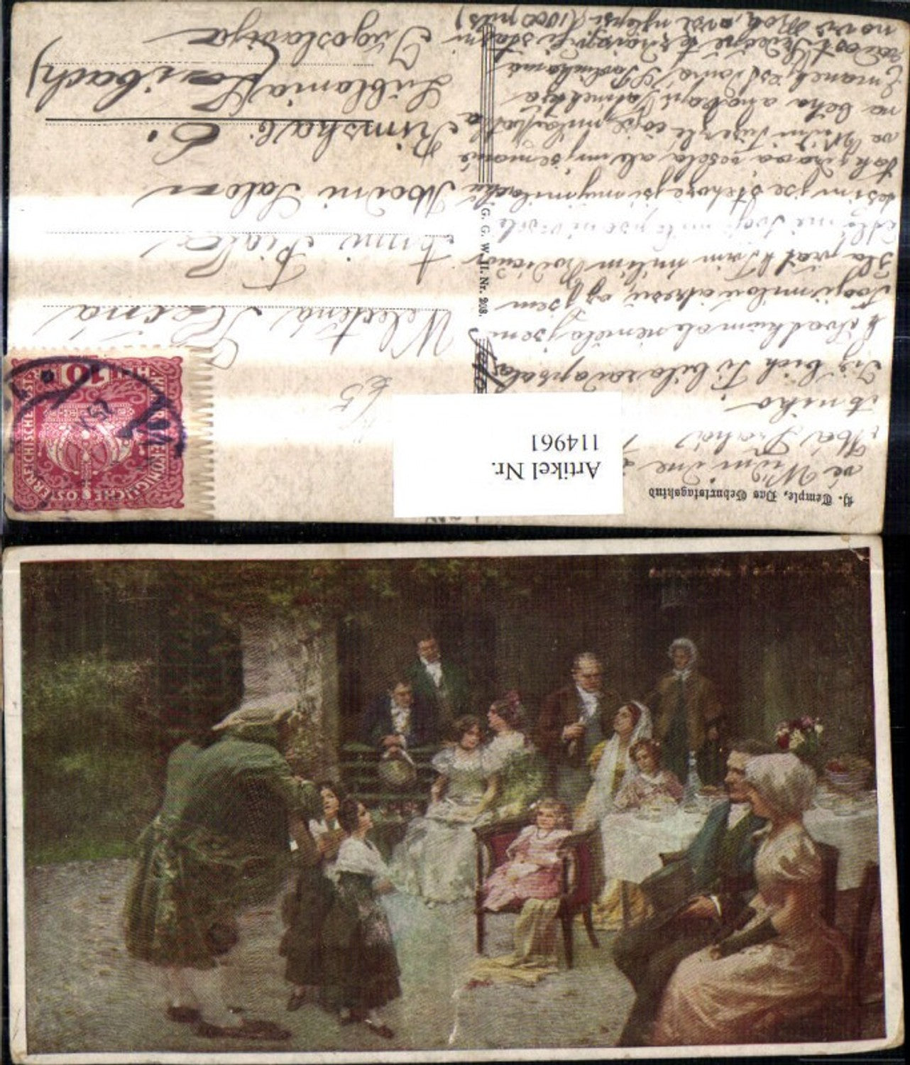 114961,Künstler Ak Temple Das Geburtstagskind Kind Tisch Gesellschaft