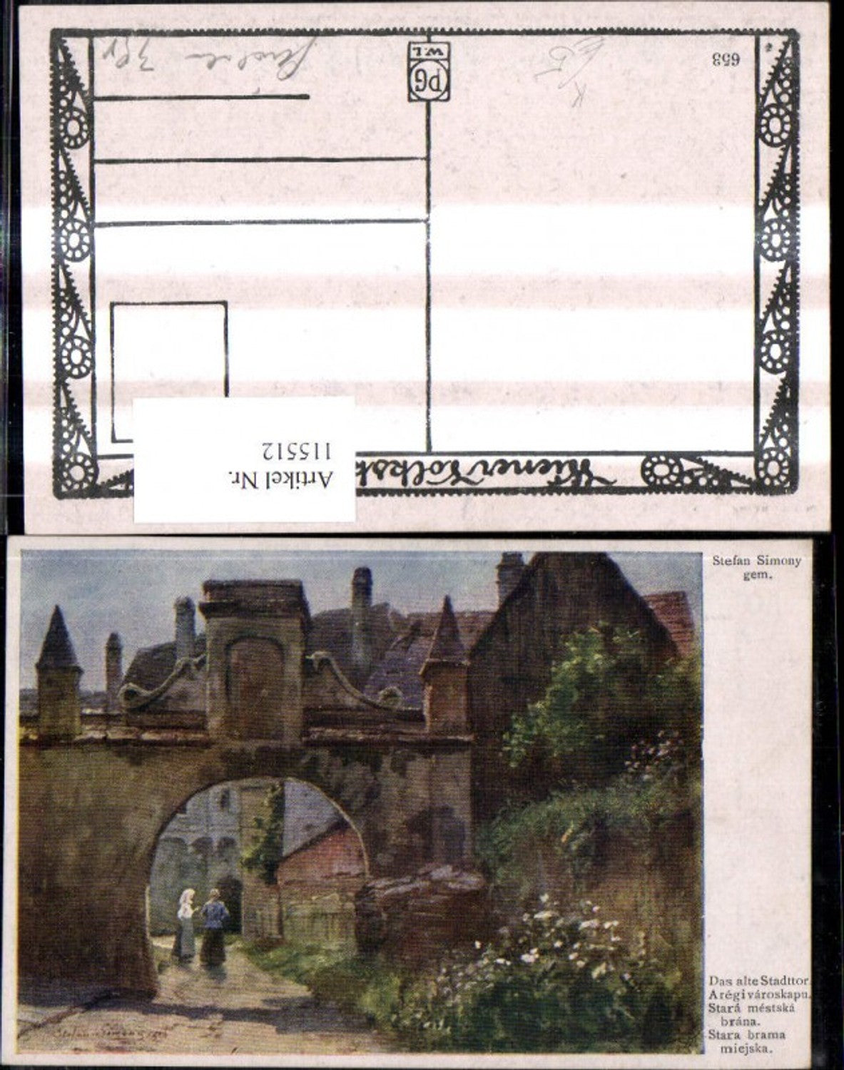 115512,Künstler Ak Stefan Simony Das alte Stadttor