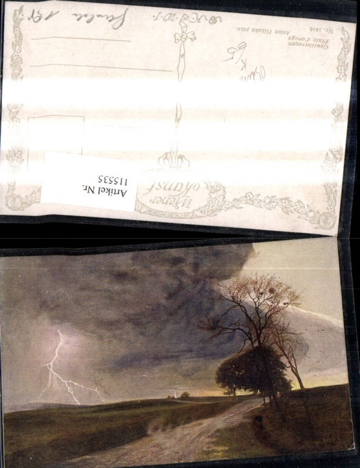 115535,Künstler Ak Anton Filkukua Gewitterregen Landschaft Blitz