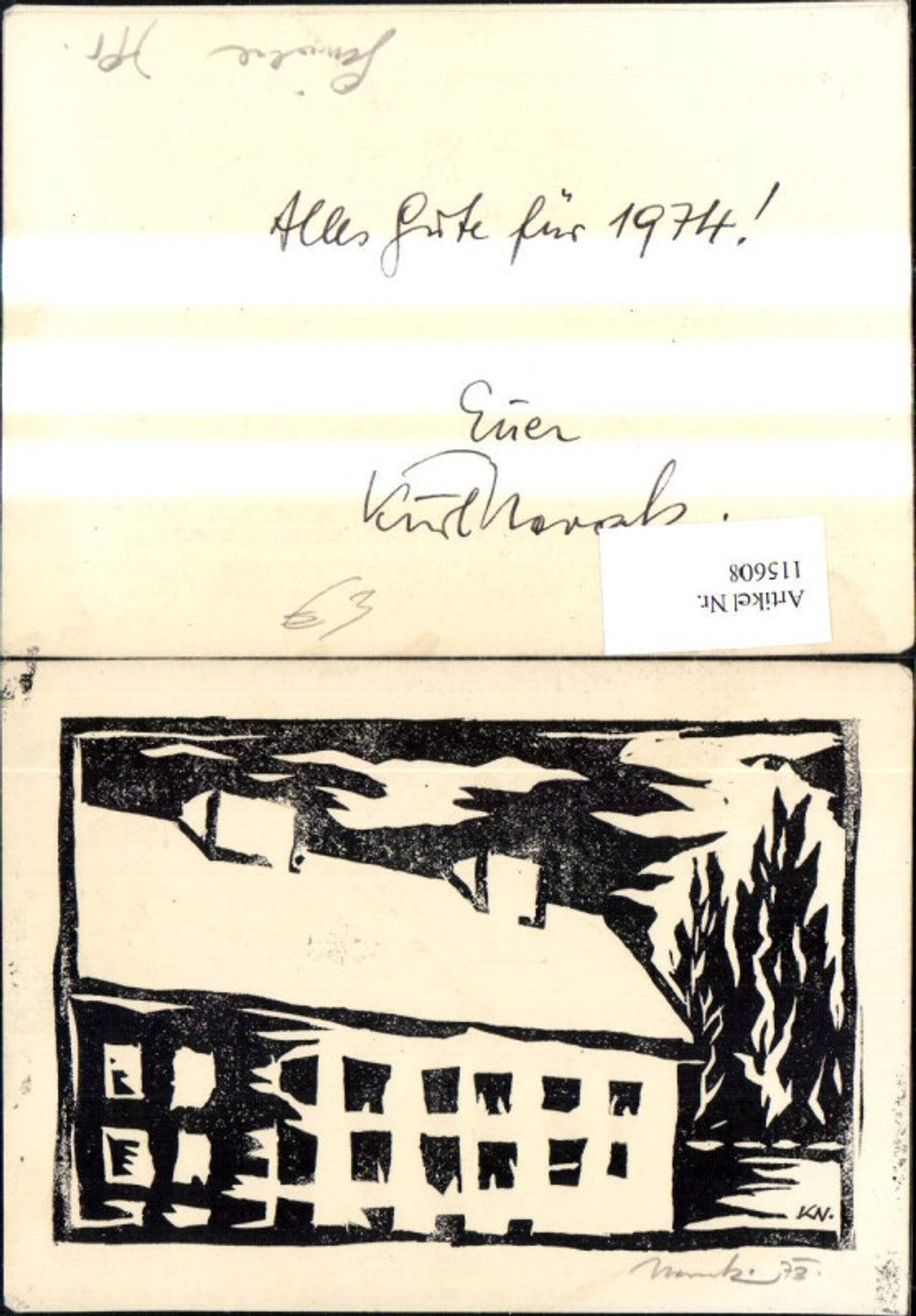 115608,Künstler Ak Klappbar Silhouette Haus Baum