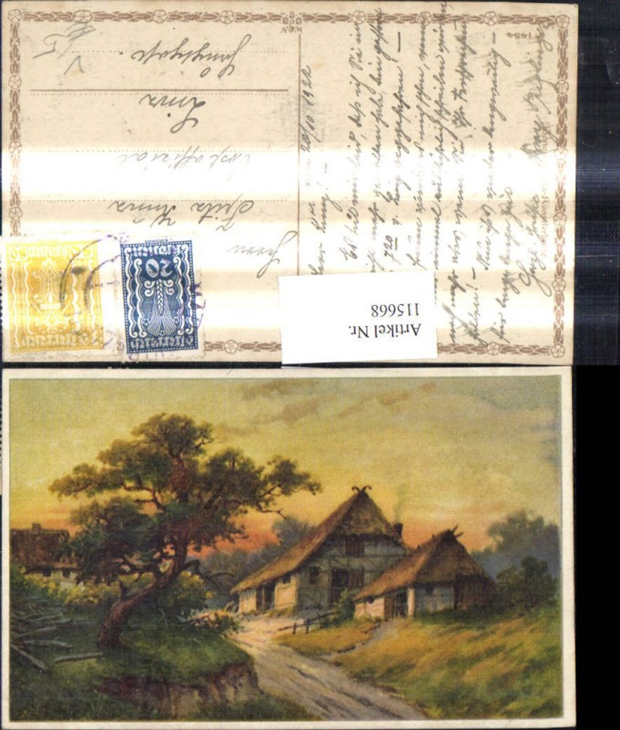 115668,Künstler Ak Haus Hof Landschaft pub Wenau Delila 1454