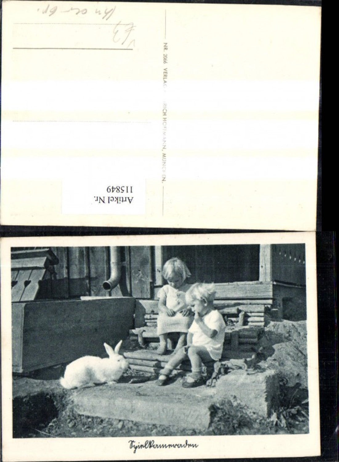 115849,Künstler Ak Spielkameraden Kinder m. Hasen pub Heinrich Hoffmann 2066
