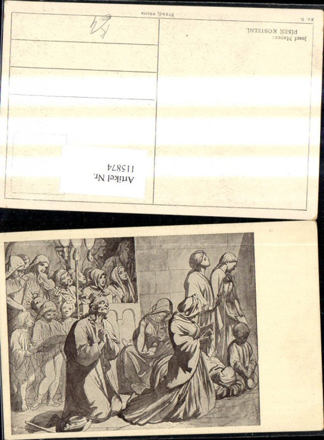 115874, Artist Ak Josef Manes Pisen Kostelni Persons in Prayer