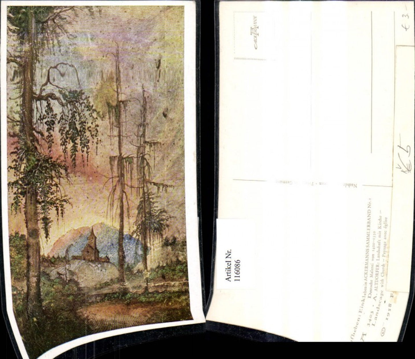 116086,Künstler Ak Albrecht Altdorfer Landschaft m. Kirche pub Ackermann 3403