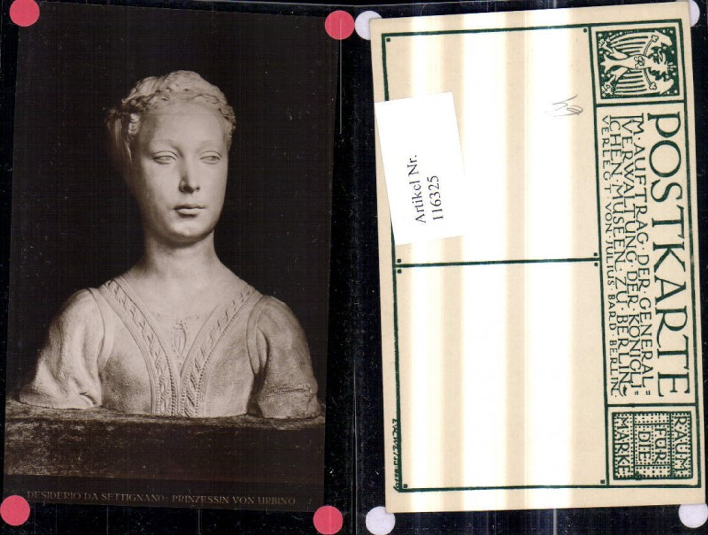 116325,Künstler Ak Desiderio da Settignano Prinzessin v. Urbino Büste