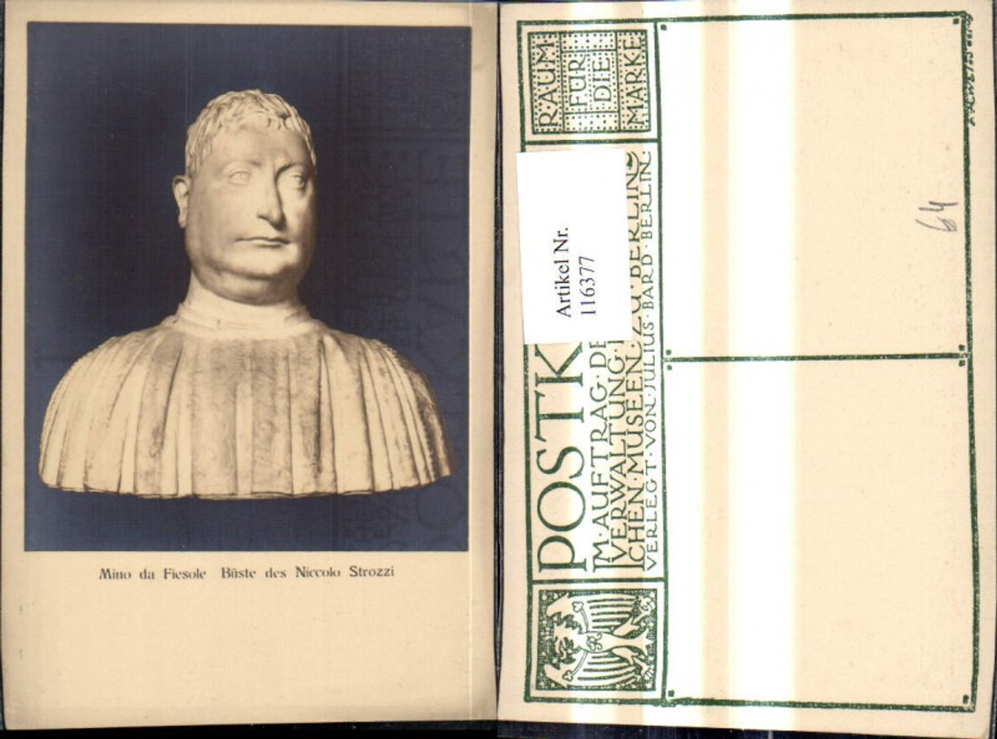 116377,Künstler Ak Mino da Fiesole Büste d. Niccolo Strozzi