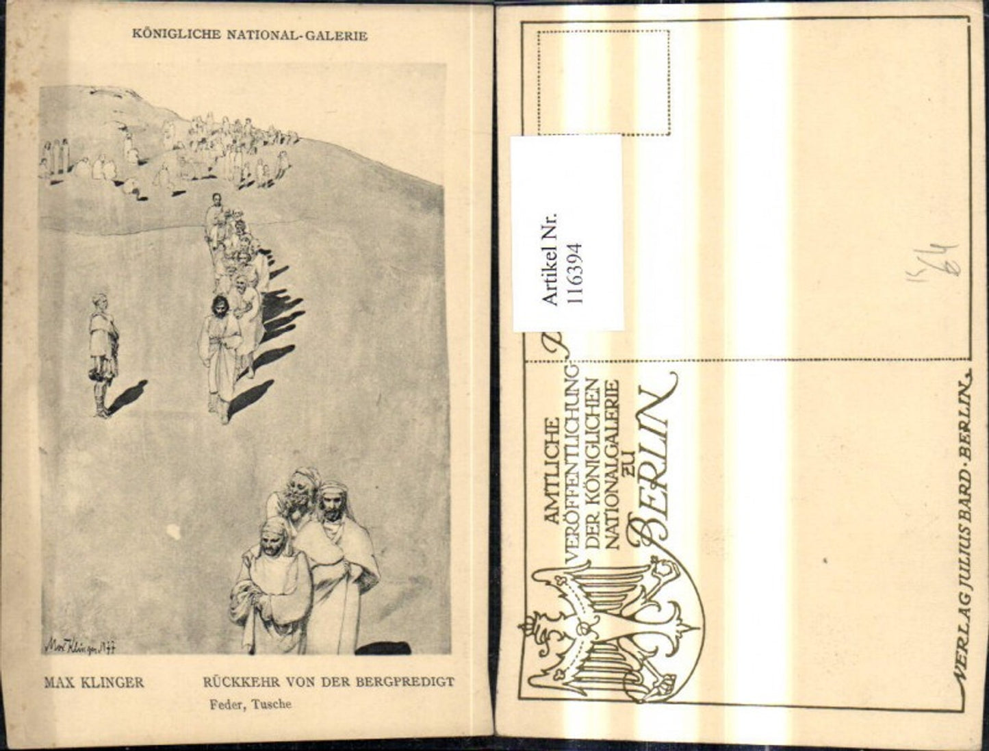 116394,Künstler Ak Max Klinger Rückkehr v. d. Bergpredigt