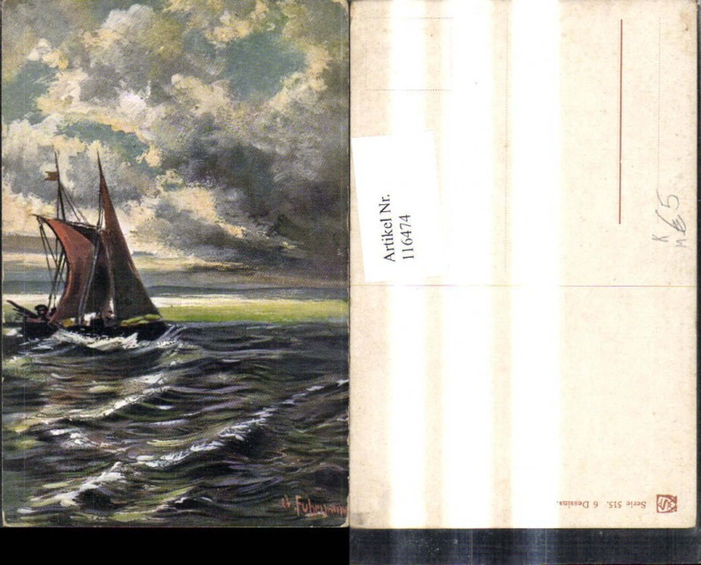 116474,Künstler Ak G. Fuhrmann Segelboot Segelschiff