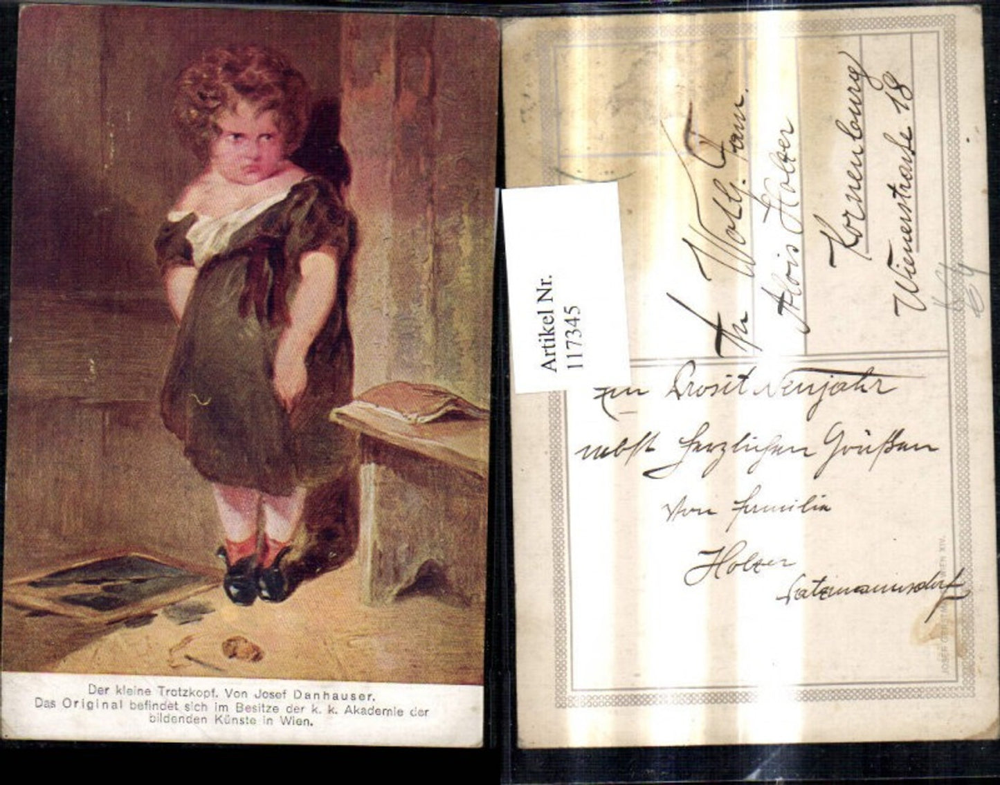 117345,Künstler Ak Josef Danhauser Der kleine Trotzkopf Mädchen