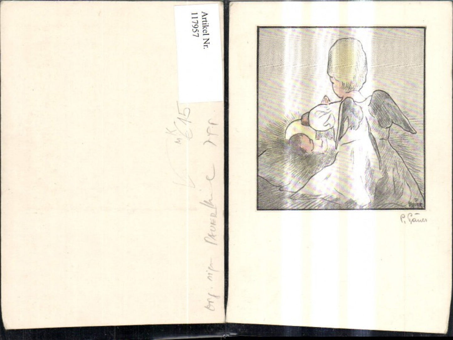 117957,Künstler Ak P. Pauer Engel Jesuskind Heiligenschein