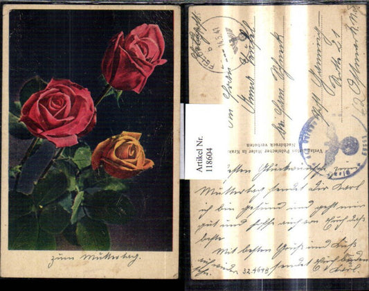 118604,Künstler Ak Rosen Blumen