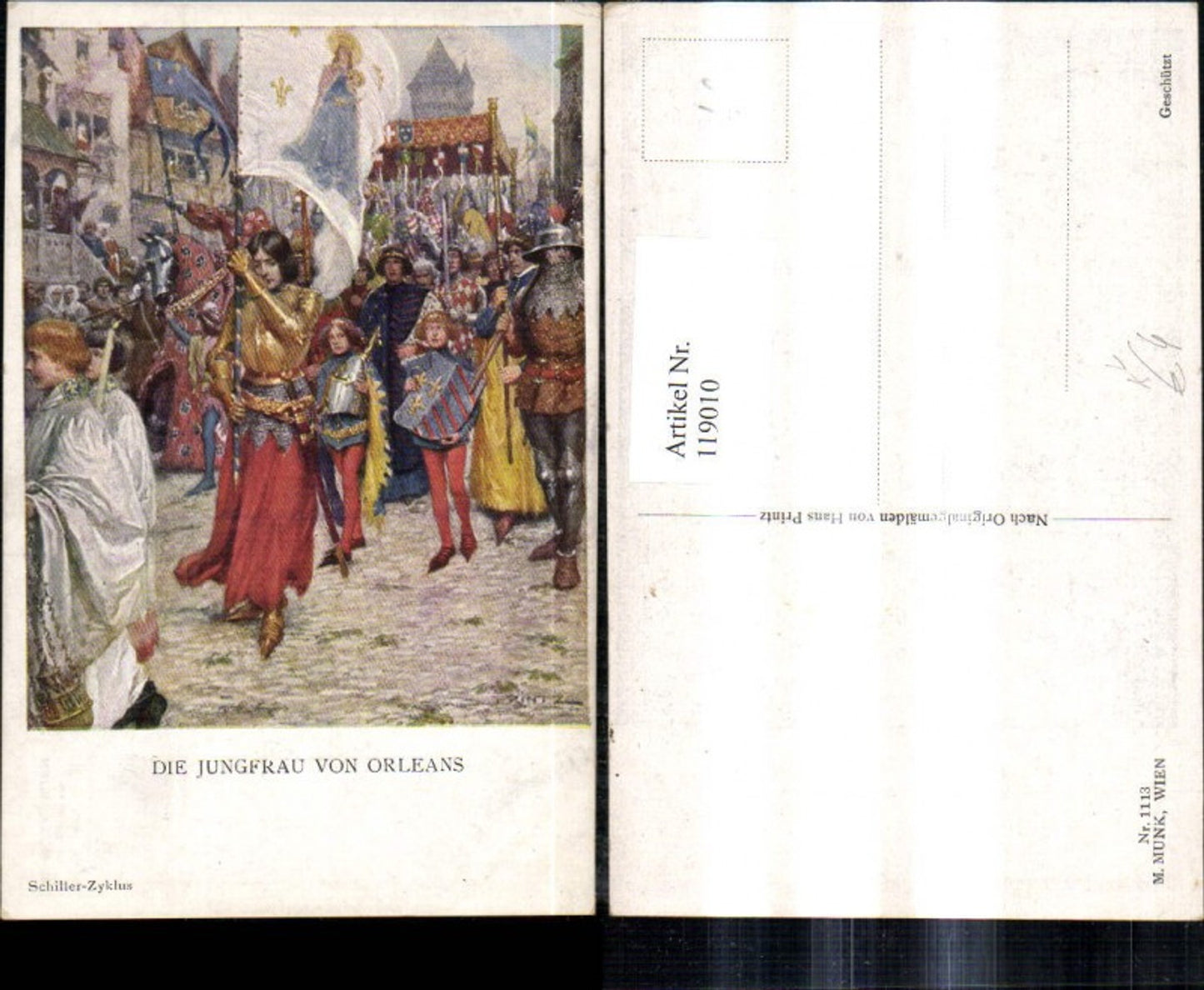 119010,M. Munk Vienne 1113 Hans Printz Schiller Zyklus Die Jungfrau v. Orleans