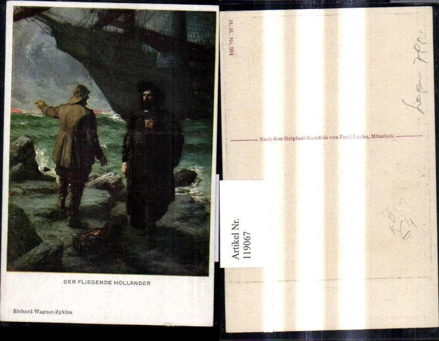 119067,M. Munk Vienne 984 Ferd. Leeke Richard Wagner Zyklus Der Fliegende Holländer Segelschiff