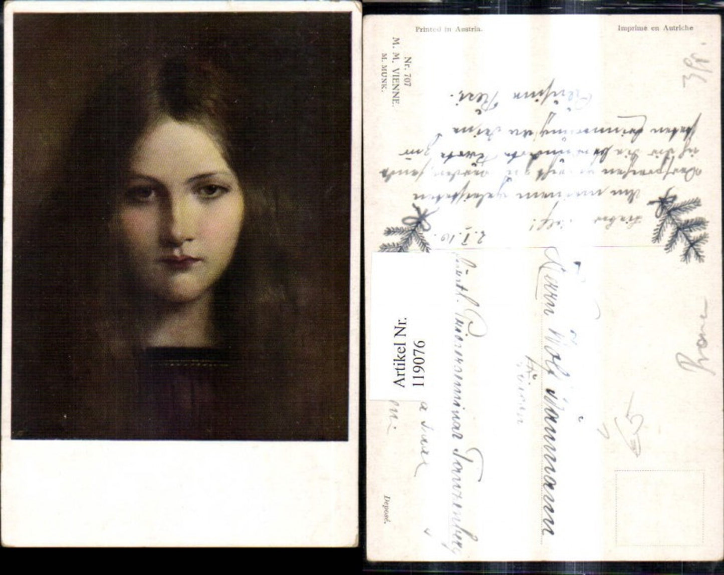 119076,M. Munk Vienne 707 Künstler Ak Frau Mädchen Portrait