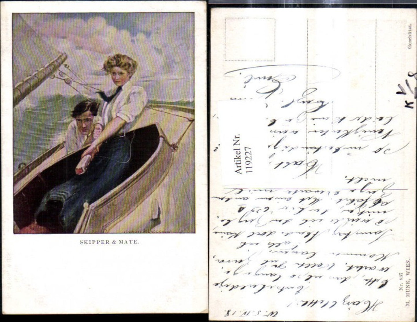 119227,M. Munk Vienne 837 Clarence F. Underwood Skipper u. Mate Paar Segeln Segelboot