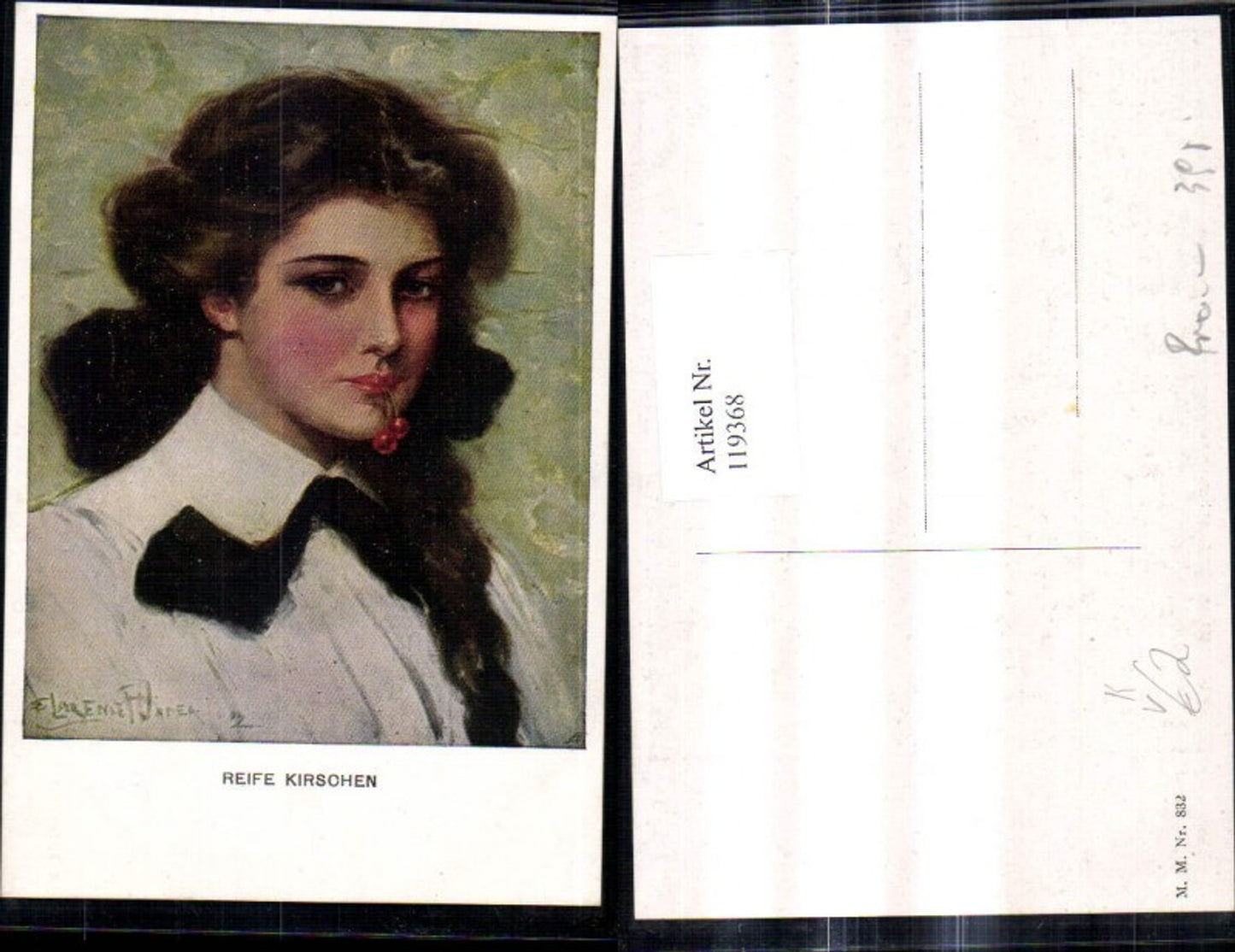 119368,M. Munk Vienne 832 Clarence F. Underwood Reife Kirschen Frau i. Mund