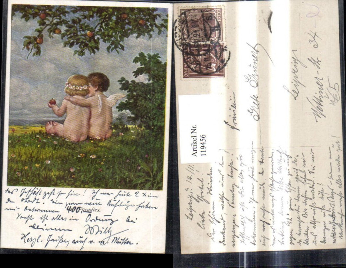 119456,M. Munk Vienne 1278 Künstler Ak Im Paradies Amor Apfel