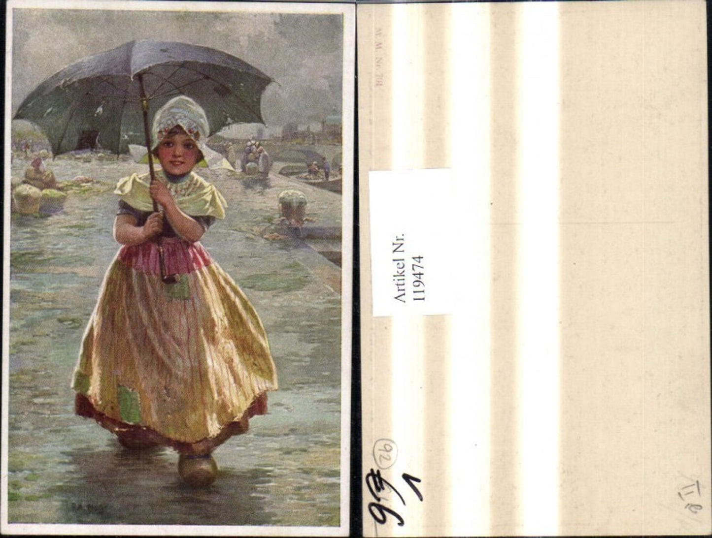 119474, M. Munk Vienna 701 RA Höger Girl Umbrella Flanders Holland