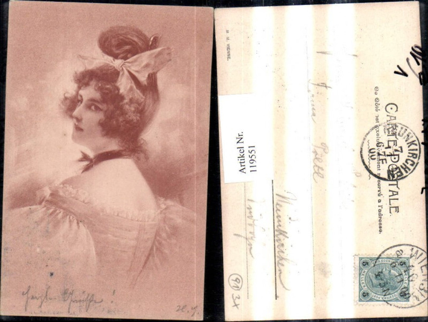 119551,M. Munk Vienne Künstler Ak Frau Jugendstil
