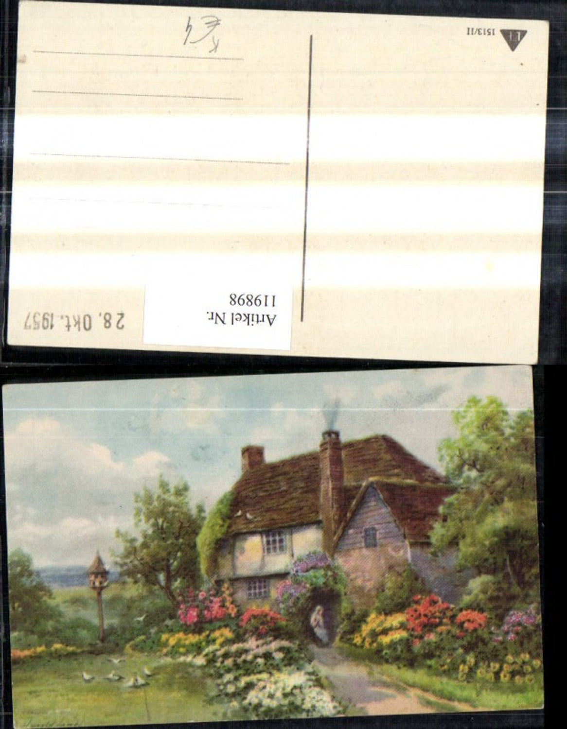 119898,Künstler Ak Harold Jawes Haus m. Garten Vogelhaus