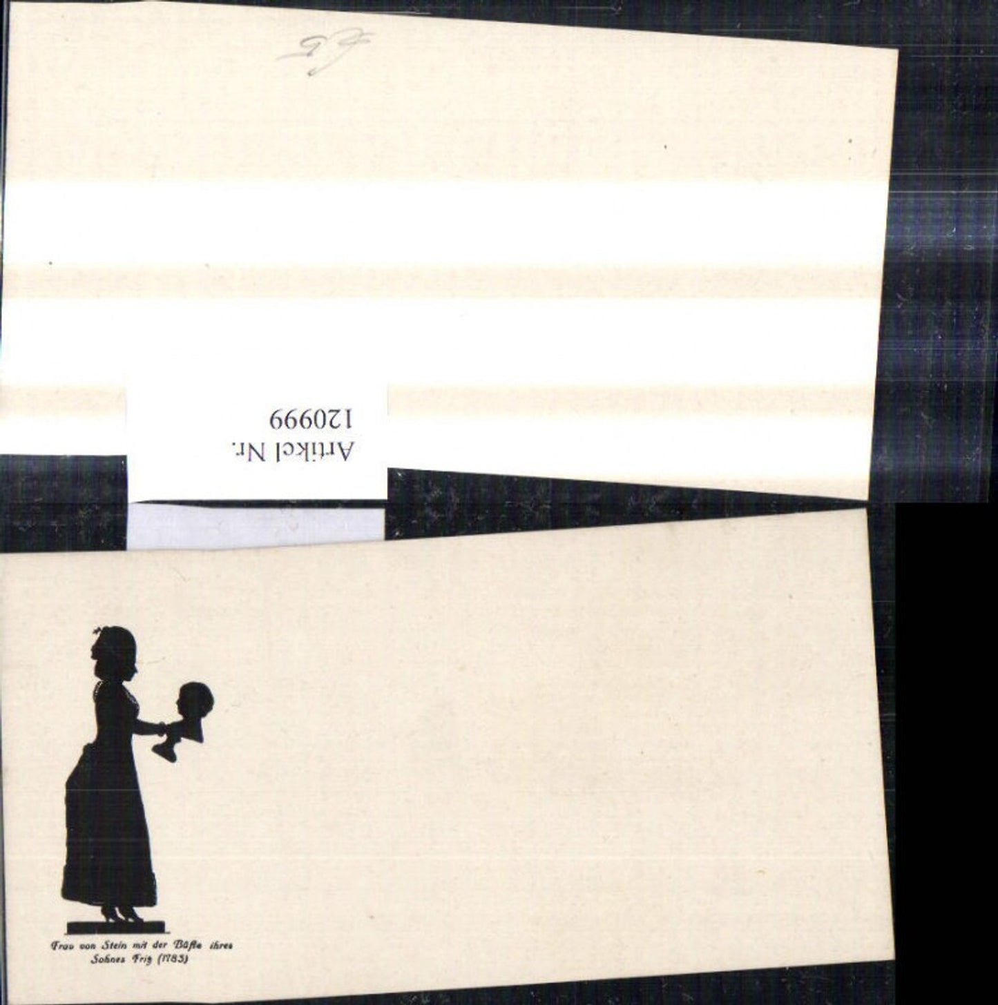 120999,Scherenschnitte Silhouette Frau v. Stein m. d. Büste ihres Sohnes Fritz 1785