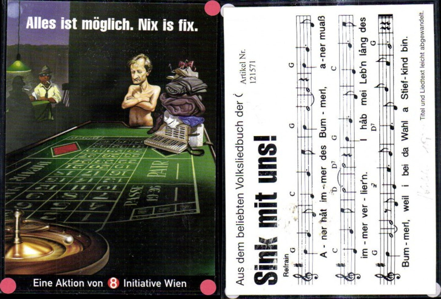 121571,Liedkarte ÖVP Sink m. uns Aktion v. 8 Initiative Wien Politik