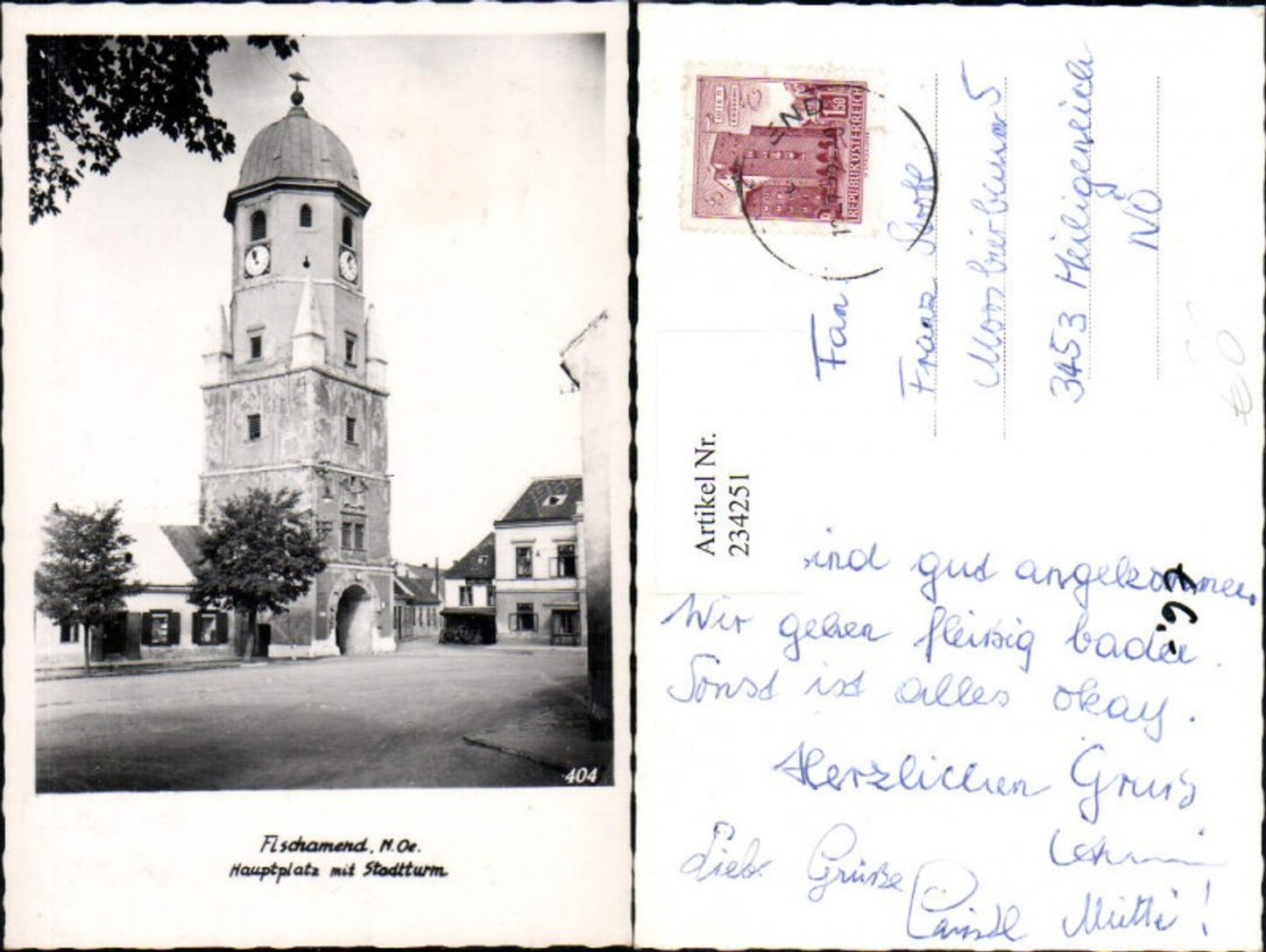 234251,Fischamend Hauptplatz m. Stadtturm Turm