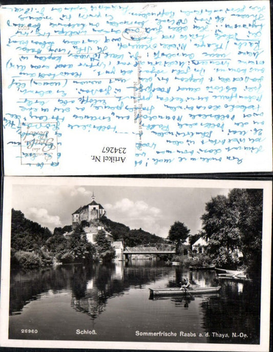234267,Raabs an d. Thaya Schloss Brücke Ruderboot