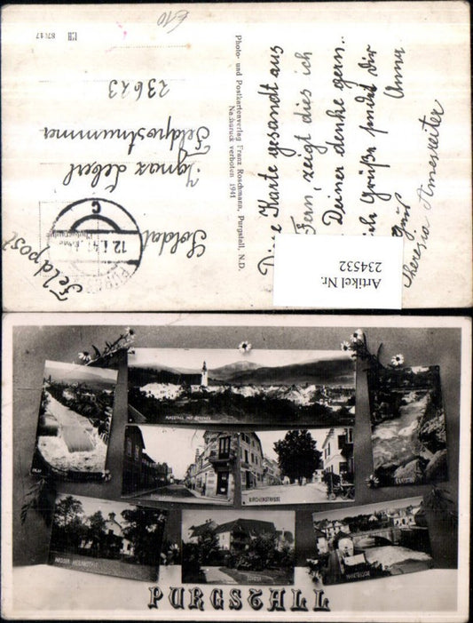 234532,Purgstall Totale m. Ötscher Erlauf Schulgasse Schloss Marktbrücke Mehrbildkarte