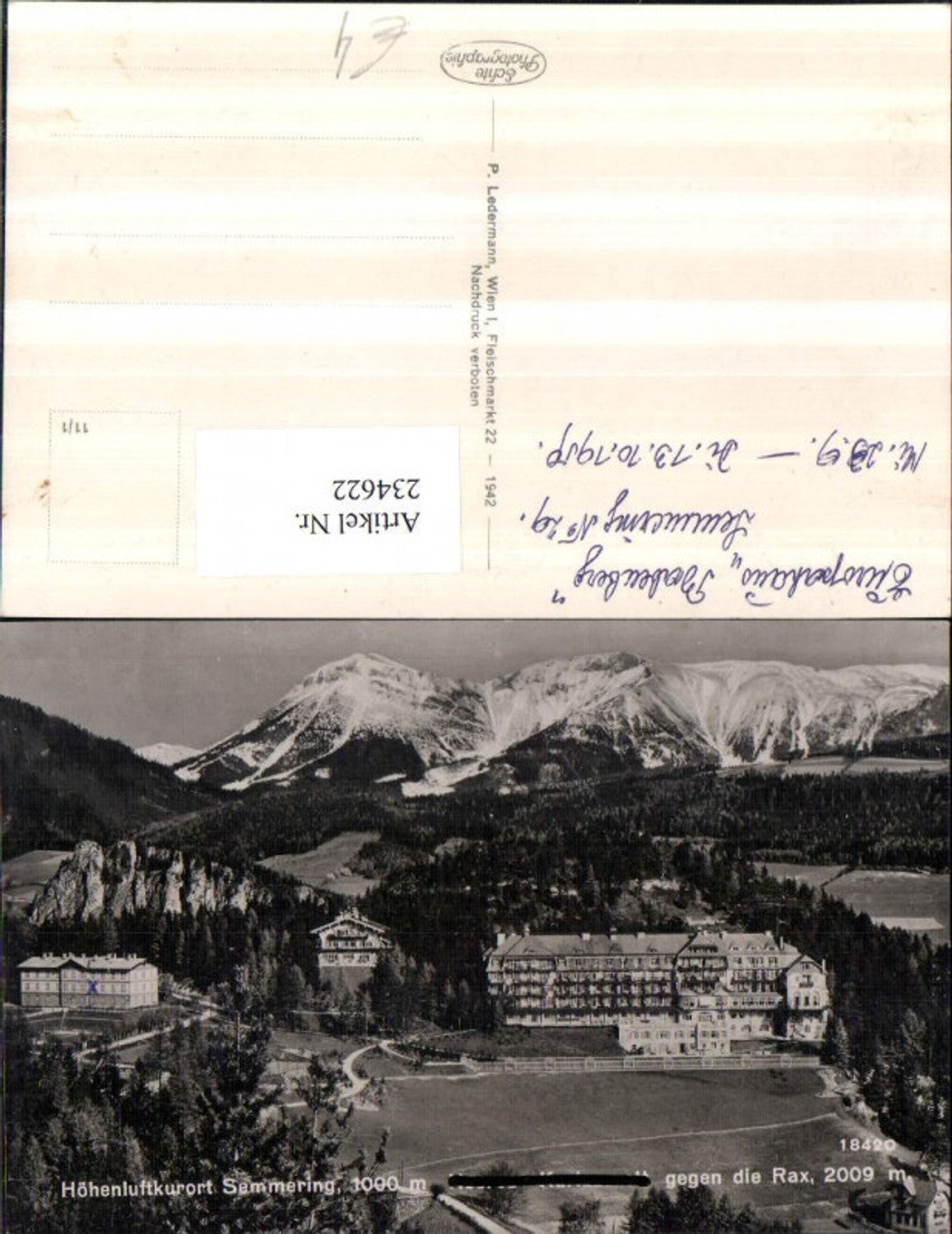 234622,Semmering Kuranstalt geg. d. Rax