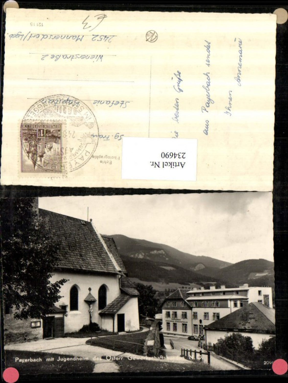 234690,Payerbach m. Jugendheim d. Österreichischen Gewerkschaftsbundes Kirche