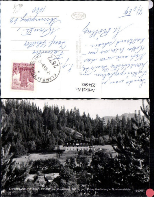 234692,Alpengasthof Tirolerhof am Kreuzberg geg. Kobermannsberg u. Sonnwendstein