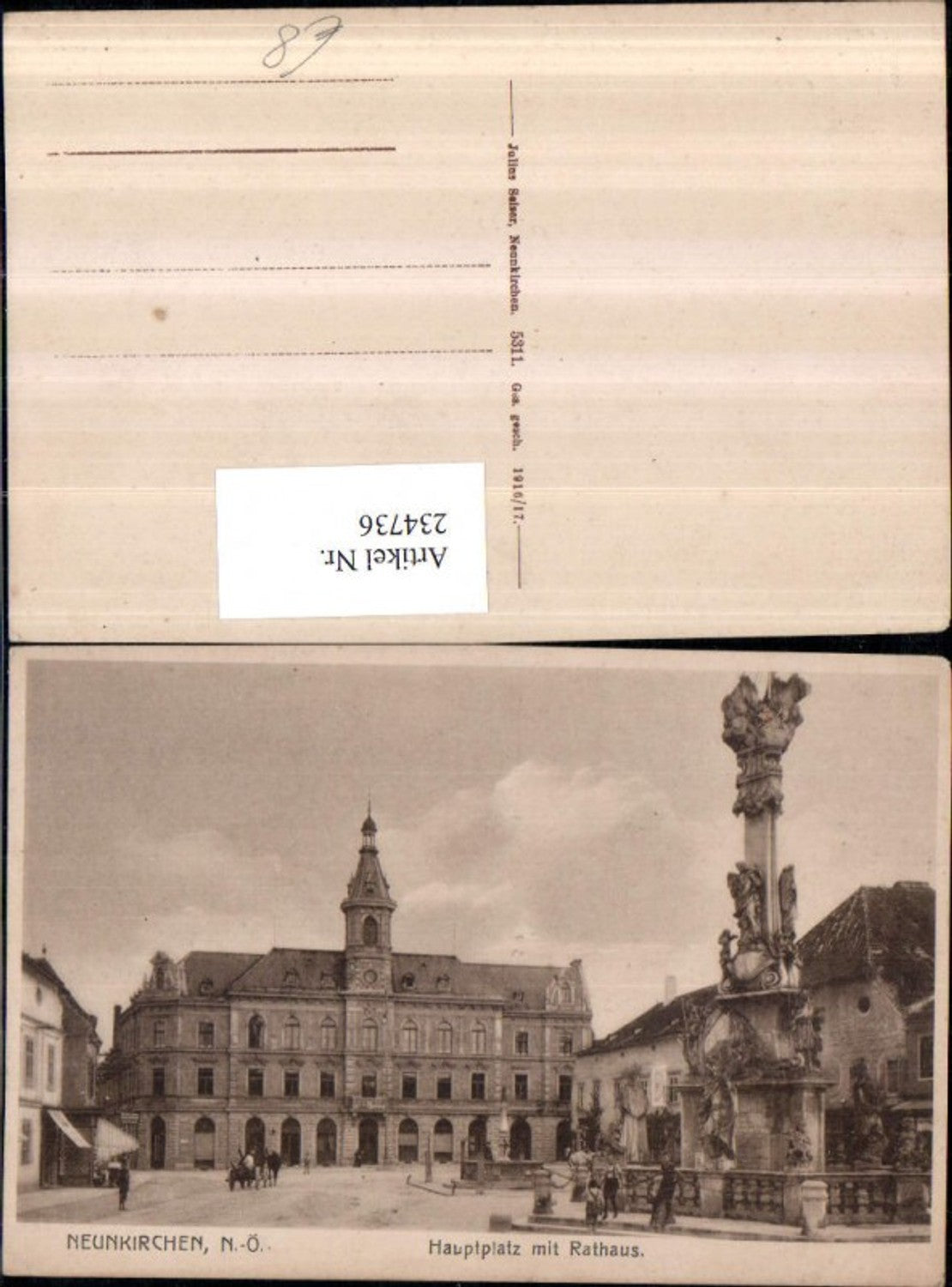 234736,Neunkirchen Hauptplatz m. Rathaus Pestsäule