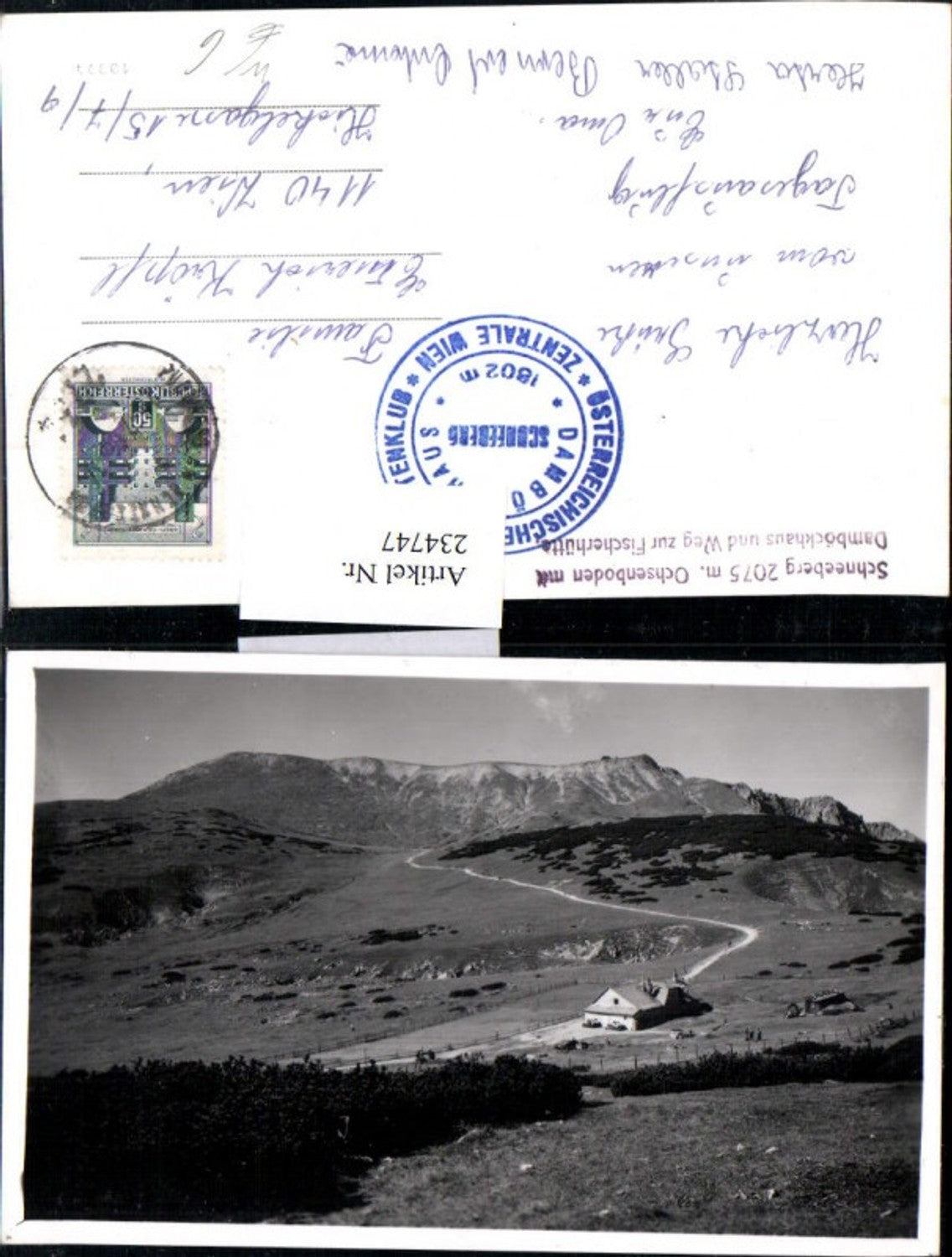 234747,Ochsenboden m. Damböckhaus u. Weg zur Fischerhütte am Schneeberg b. Puchberg