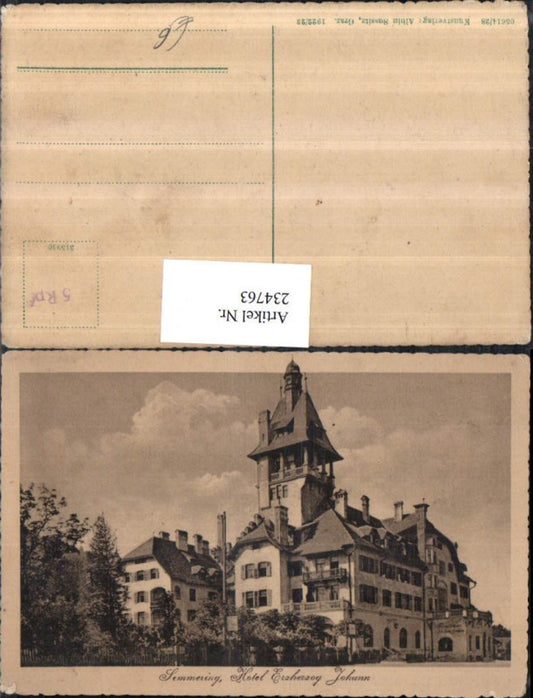 234763,Semmering Hotel Erzherzog Johann
