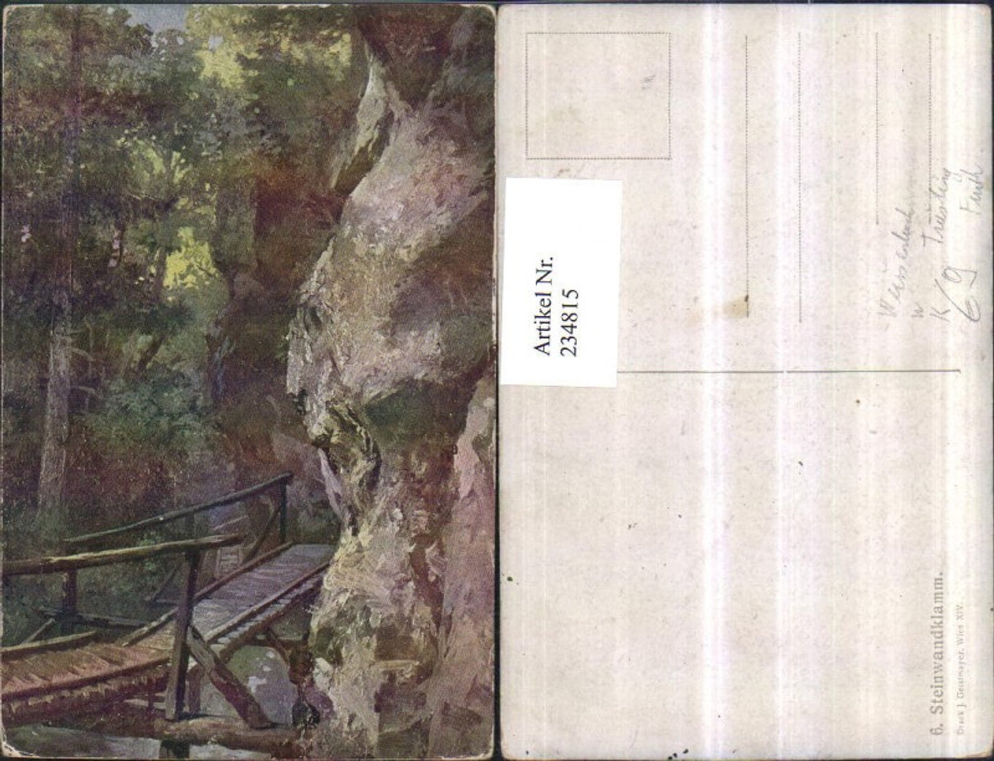 234815,Künstler AK Steinwandklamm Klamm b. Weissenbach an d. Triesting