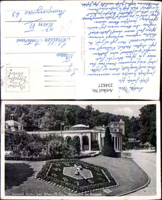 234827,Baden b. Wien Blumenuhr im Kurpark
