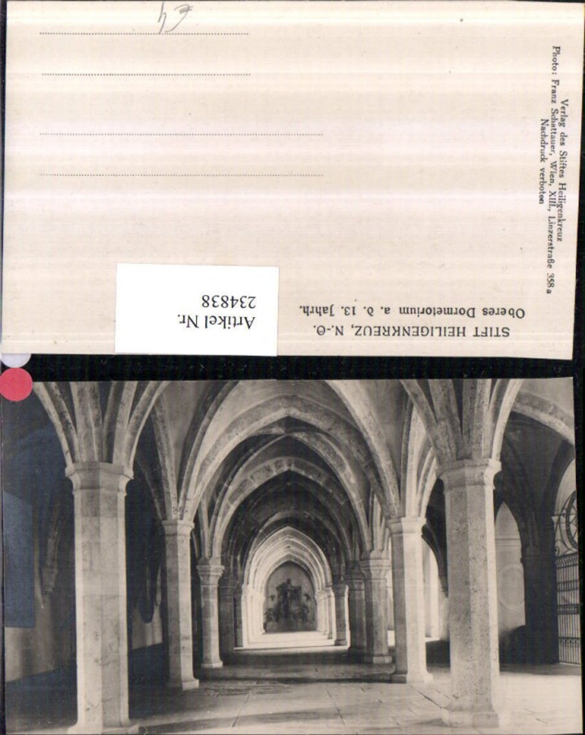 234838,Stift Heiligenkreuz Oberes Dormetorium aus d. 13. Jahrhundert Gang