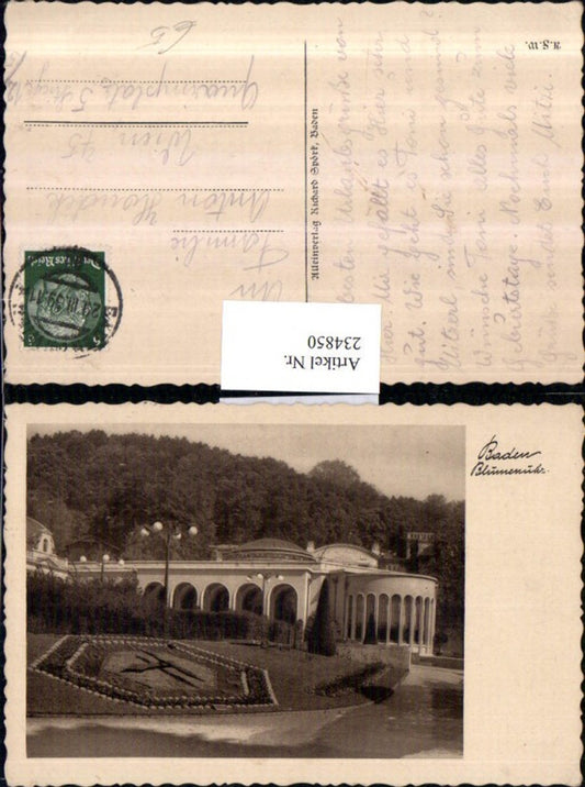 234850,Baden b. Wien Blumenuhr Uhr im Kurpark