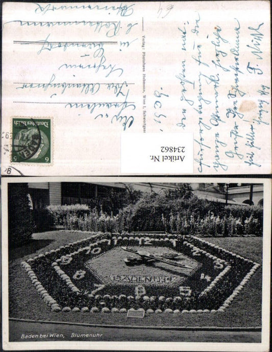 234862,Baden b. Wien Blumenuhr Uhr
