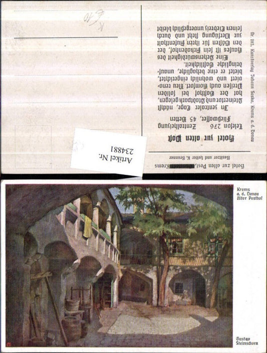234881,Künstler AK Gustav Steinschorn Krems an d. Donau Alter Posthof