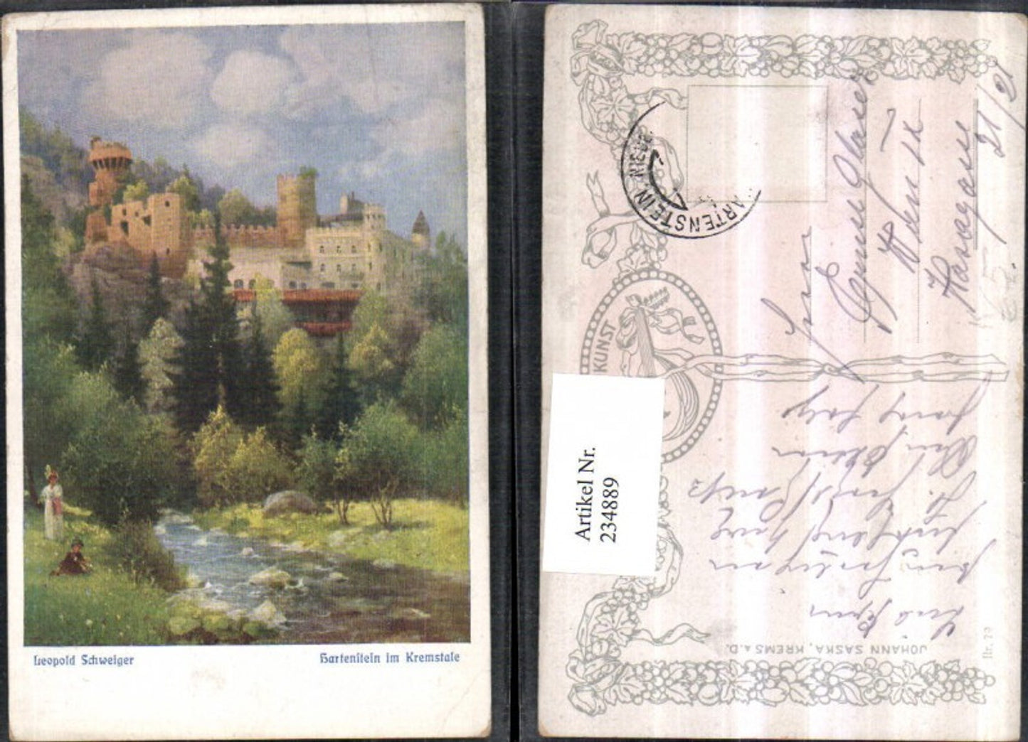234889,Künstler AK Leopold Schweiger Burg Hartenstein im Kremstale