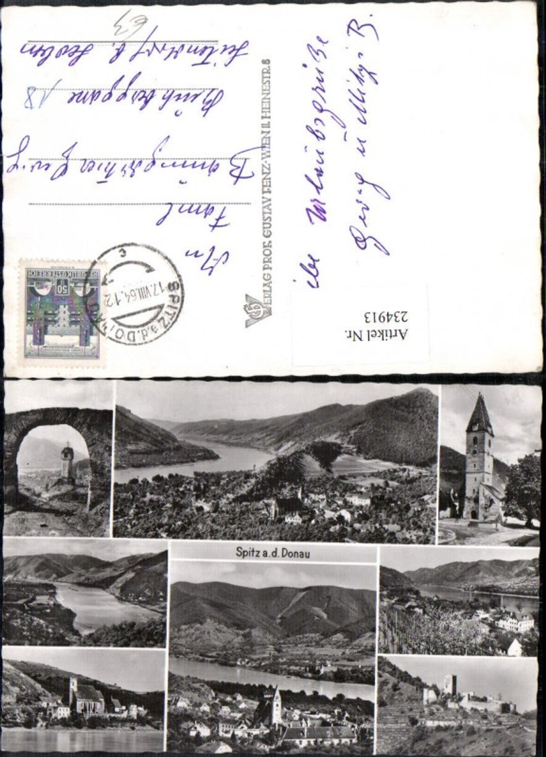 234913,Spitz an d. Donau Totale Kirche Ruine Burg Mehrbildkarte