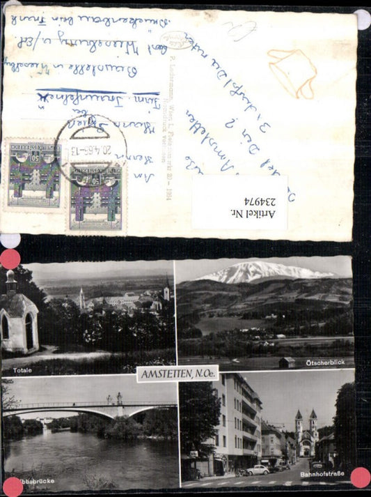 234974,Amstetten Teilansicht Bahnhofstraße Ybbsbrücke Brücke Ötscherblick Mehrbildkarte